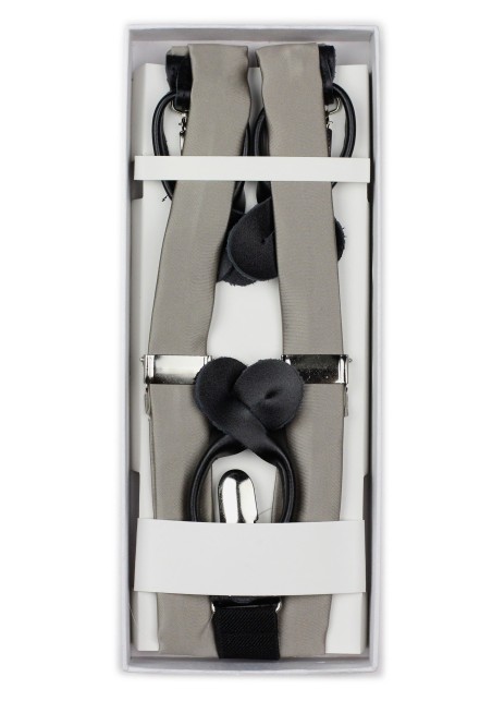 Elegant Silver Suspenders in Box
