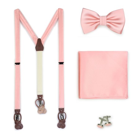 Candy Pink Suspender and Bow Tie Set