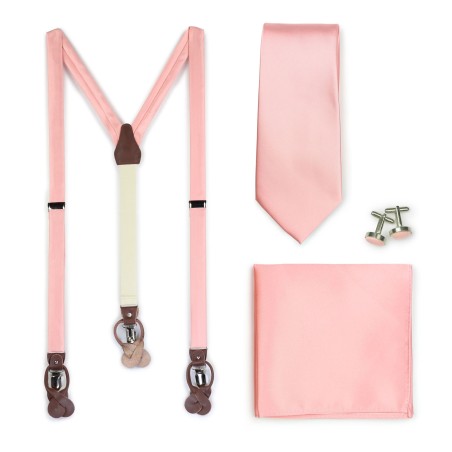 Candy Pink Suspender and Tie Set
