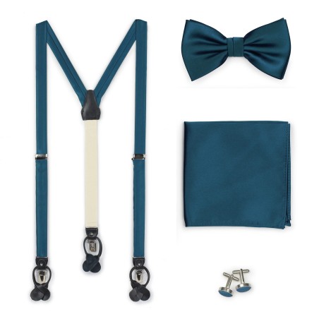 Suspender Bow Tie Gift Set in Teal Blue
