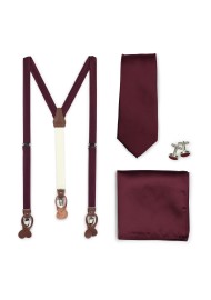 Plum Suspender and Mens Necktie Set