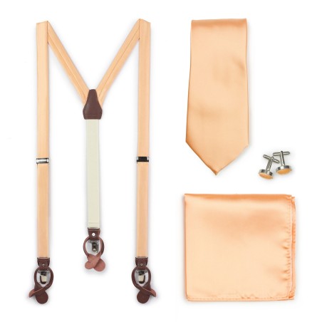 Peach Apricot Suspender Necktie Set