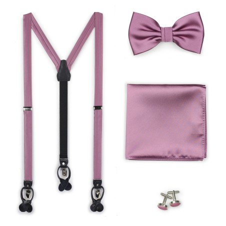 Suspender Bowtie Set in Rose