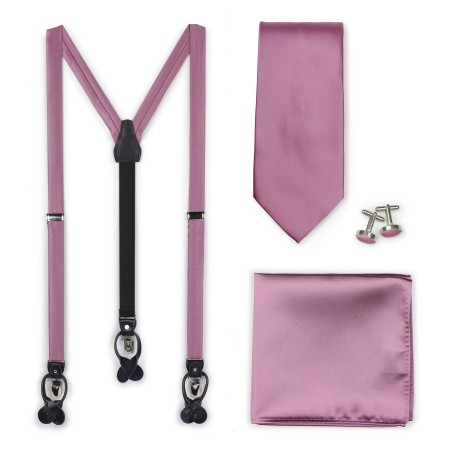 Wedding Suspender and Necktie Set in Rose