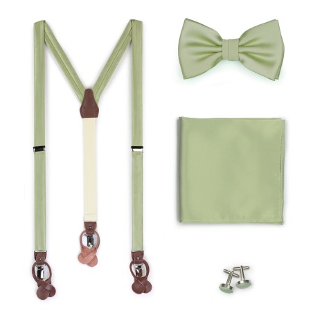 Suspender Bowtie Set in Sage Green