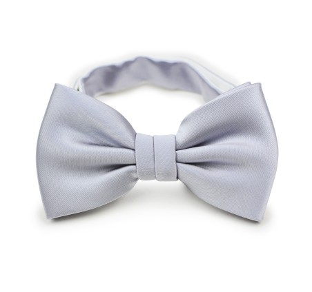 Silver Satin Bow Tie
