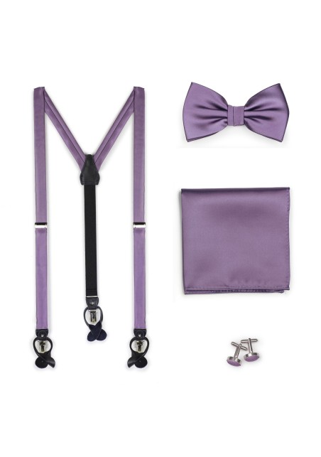 Wisteria Satin Suspender BowTie Set