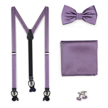 Wisteria Satin Suspender BowTie Set