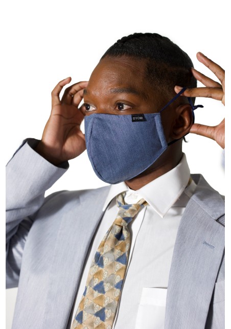 Solid Blue Filter Mask in Pure Cotton