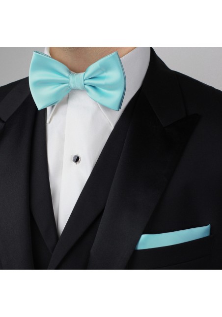 Pool Blue Bow Tie + Hanky Set Styled