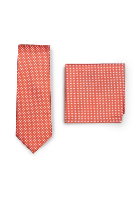 Coral Mens Tie and Hanky Set