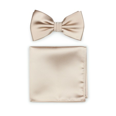 Champagne Bowtie and Pocket Square Set
