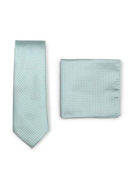 Soft Mint Pin Dot Tie Set