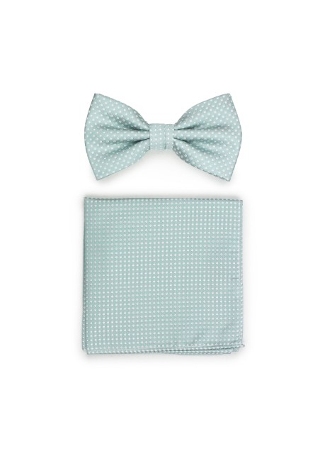 Mint Pin Dot Bowtie and Hanky Set