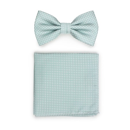 Mint Pin Dot Bowtie and Hanky Set