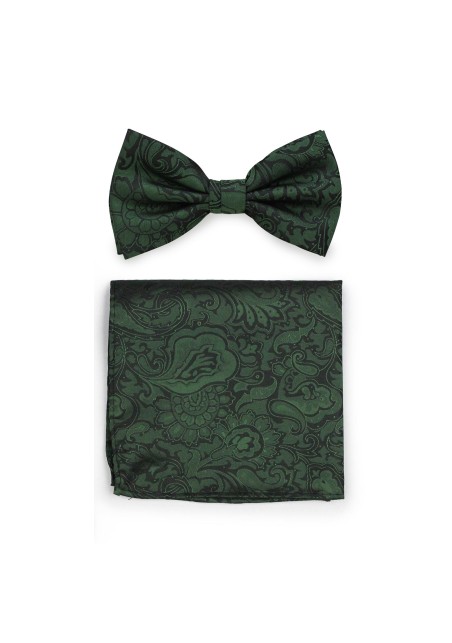 Pine Green Paisley Bowtie Set