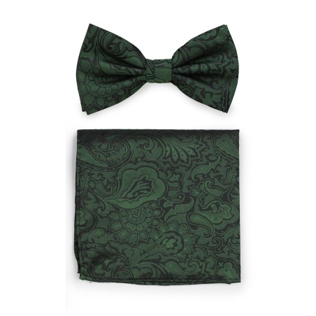 Pine Green Paisley Bowtie Set