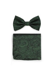 Pine Green Paisley Bowtie Set