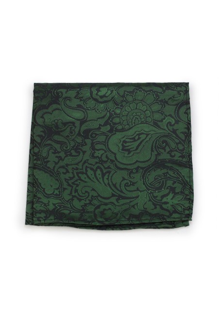 Pine Green Paisley Pocket Square