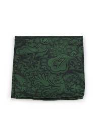 Pine Green Paisley Pocket Square