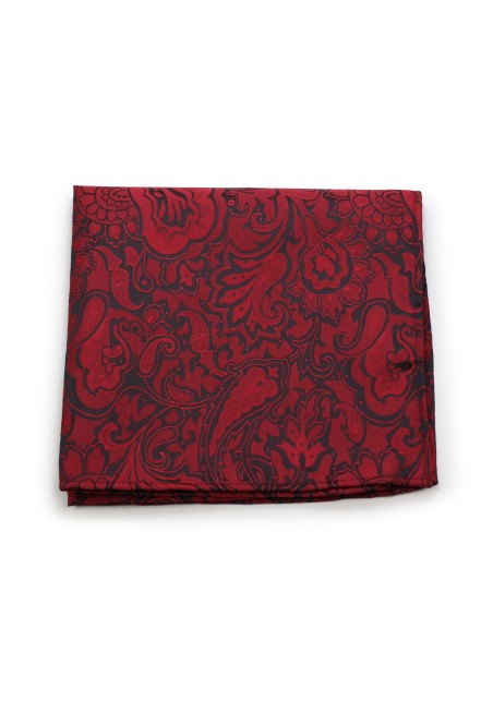 Bordeaux Red Paisley Pocket Square