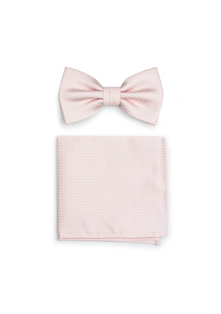 Blush Pink Pin Dot Bowtie and Hanky Set
