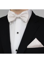 Ivory Paisley Bow Tie Set Styled