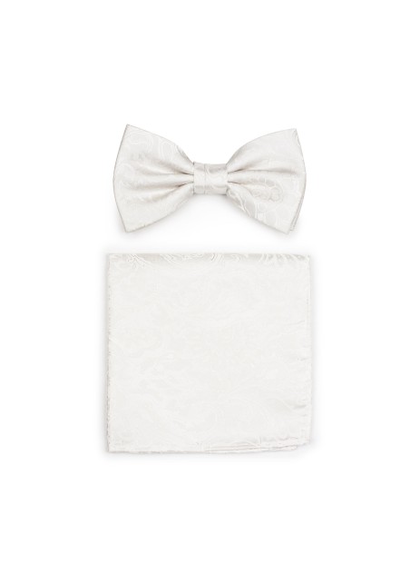 Ivory Paisley Bow Tie Set
