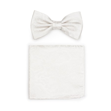 Ivory Paisley Bow Tie Set