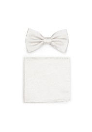 Ivory Paisley Bow Tie Set