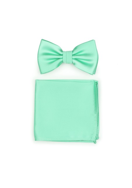 Shiny Mint Bow Tie + Hanky Set