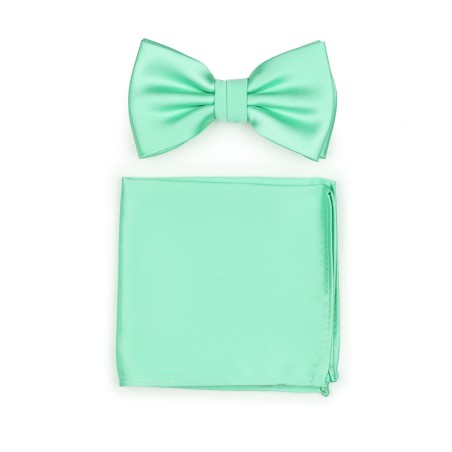 Shiny Mint Bow Tie + Hanky Set