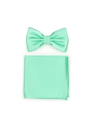 Shiny Mint Bow Tie + Hanky Set