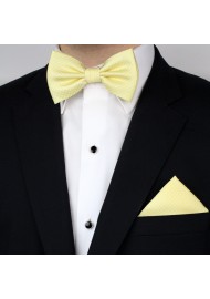 Soft Yellow Pin Dot Bow Tie Set Styled