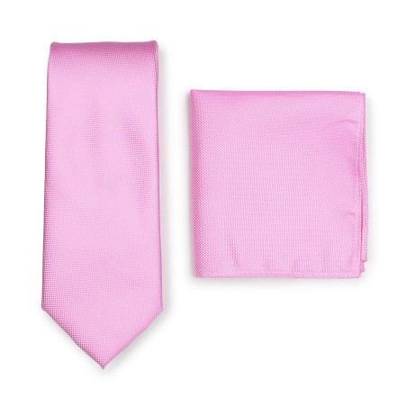 Matte Woven Tie Set in Carnation Pink