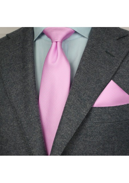 Matte Woven Tie Set in Carnation Pink Styled