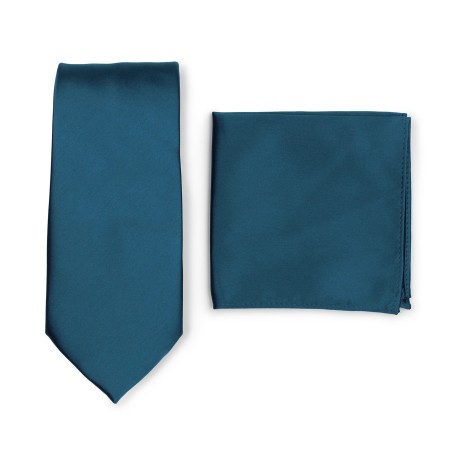 Dark Teal Necktie + Hanky Set