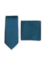 Dark Teal Necktie + Hanky Set