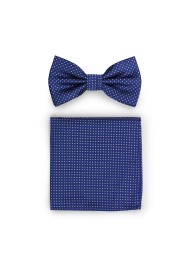 Royal Blue Pin Dot Bow Tie and Pocket Square Set