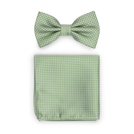 Sage Bowtie and Hanky Set with Pin Dots