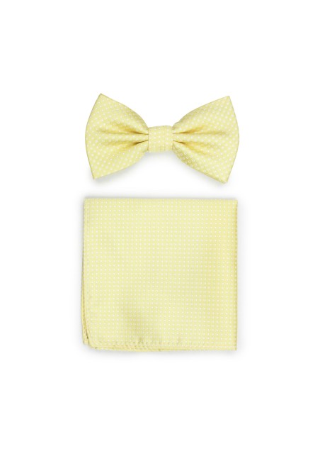 Soft Yellow Pin Dot Bow Tie Set