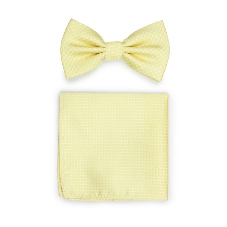 Soft Yellow Pin Dot Bow Tie Set