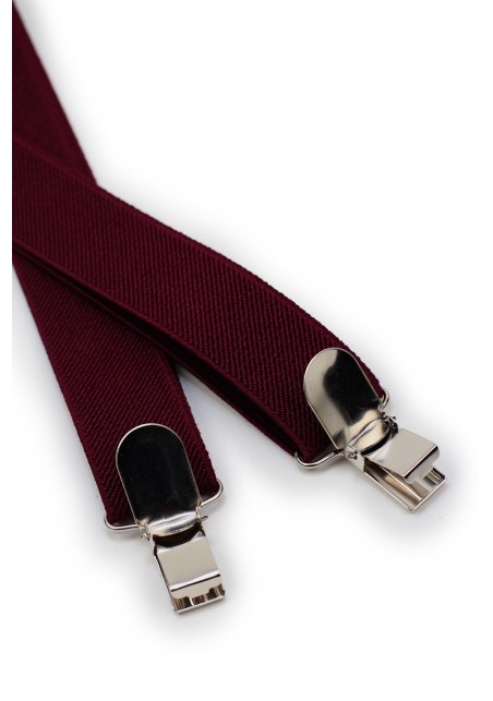 Burgundy Red Elastic Band Suspenders Clips
