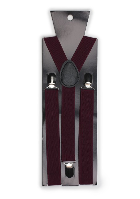 Burgundy Red Elastic Band Suspenders Packaging
