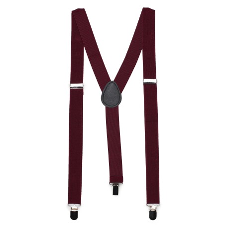 Burgundy Red Elastic Band Suspenders