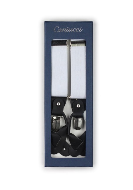Elegant White Elastic Band Suspenders in Box