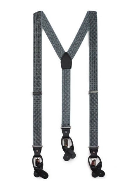 check plaid gray elastic suspenders