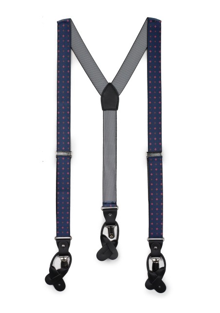 floral dress suspenders in navy and burgundy