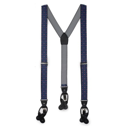 floral dress suspenders in navy and burgundy