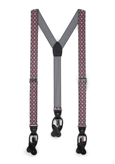 pink gray floral mens suspenders